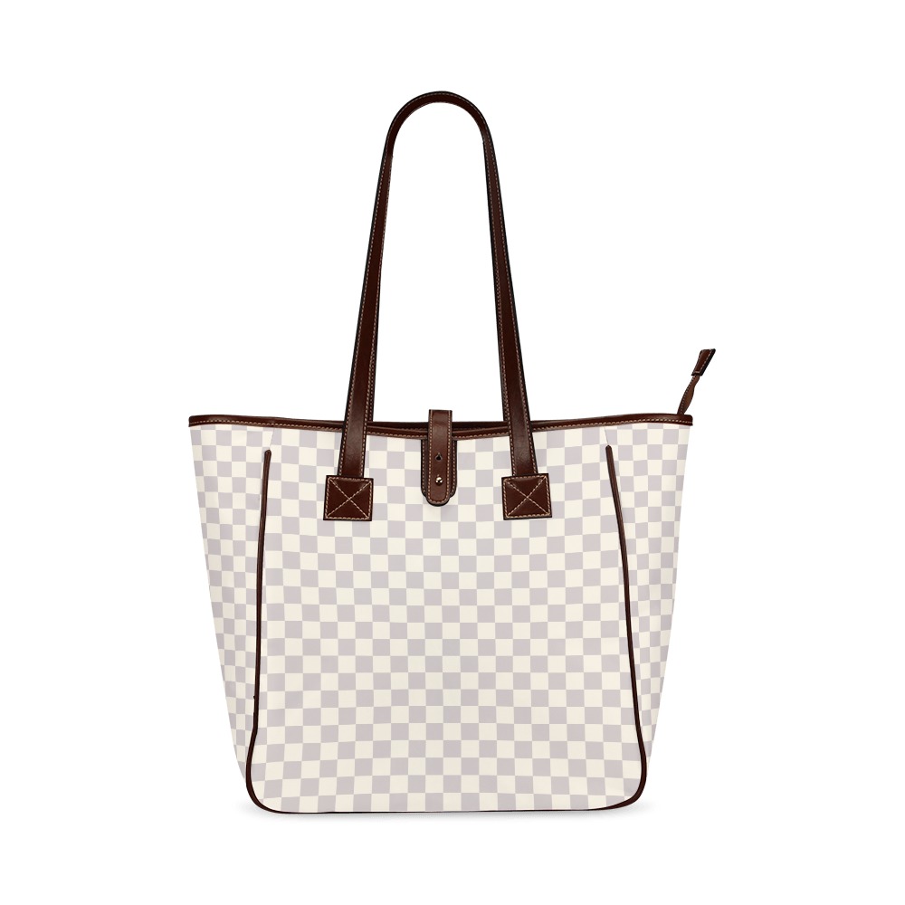 Gray and Cream Classic Tote Bag (Model 1644)