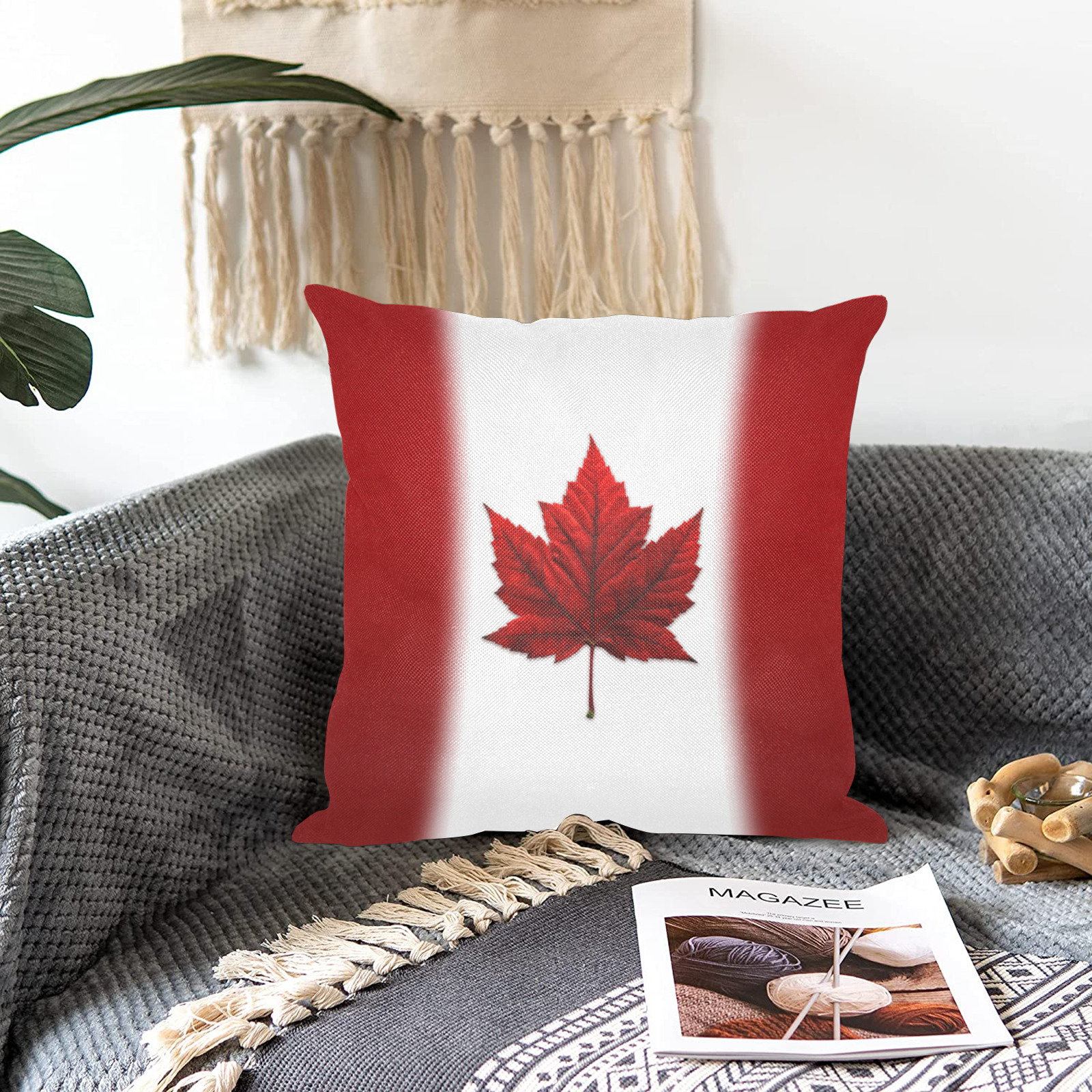 Canada Flag Linen Zippered Pillowcase 18"x18"(Two Sides)