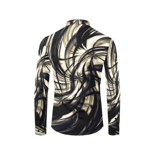 Black Latte - black cream white spiral pattern Men's All Over Print Casual Dress Shirt (Model T61)