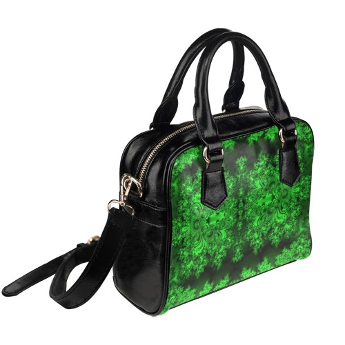 Frost on the Evergreens Fractal Shoulder Handbag (Model 1634)