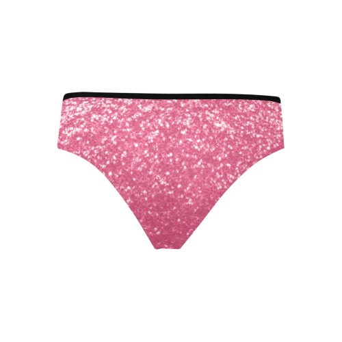 Magenta light pink red faux sparkles glitter Women's Hipster Panties (Model L33)