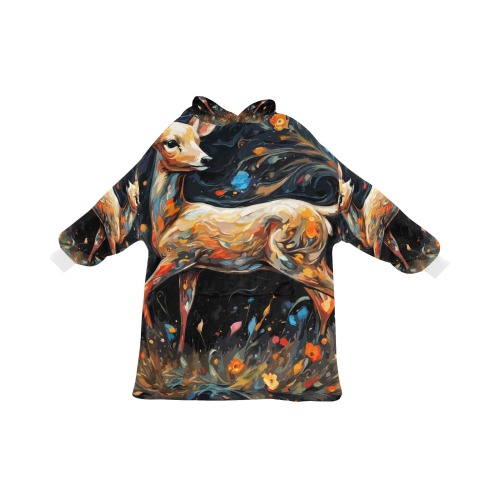 Amazing deer and fantasy flowers on dark art.