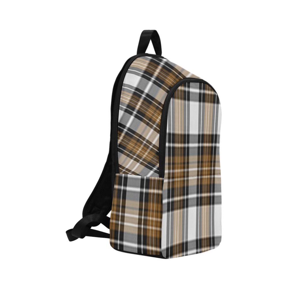 Brown Black Plaid Fabric Backpack for Adult (Model 1659)