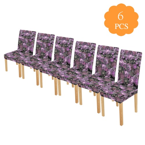 peonies dark purple Chair Cover (Pack of 6)