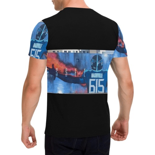 Tn Tough Black Shirt Men's All Over Print T-Shirt with Chest Pocket (Model T56)