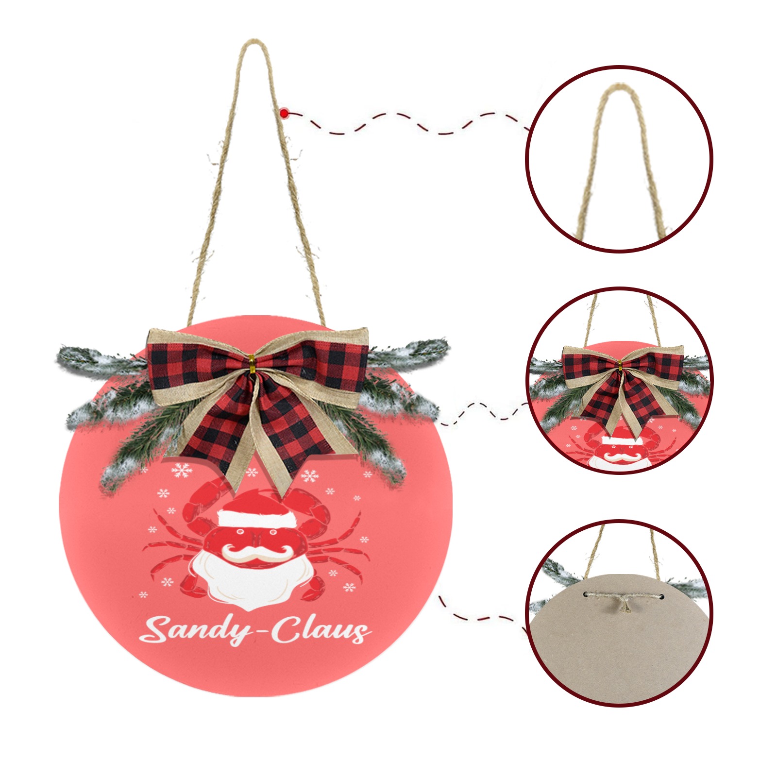 Sandy Claus Crab Christmas Door Hanger (11.8inch)