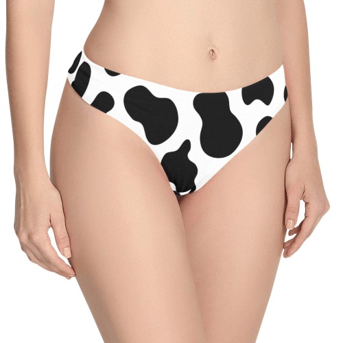 Cow Print Thong Women's All Over Print Thongs (Model L30)
