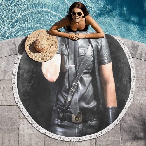 Leather Love by Fetishworld Circular Beach Shawl Towel 59"x 59"