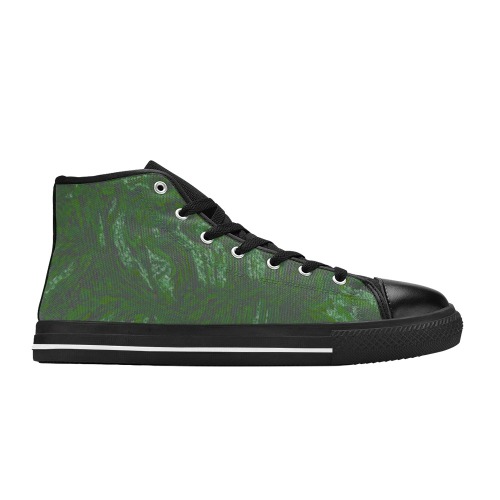 ocean storms green blk Men’s Classic High Top Canvas Shoes (Model 017)