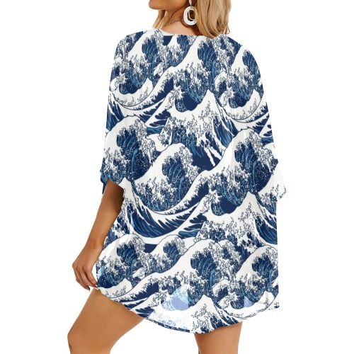 OCEAN WAVES Women's Kimono Chiffon Cover Ups (Model H51)