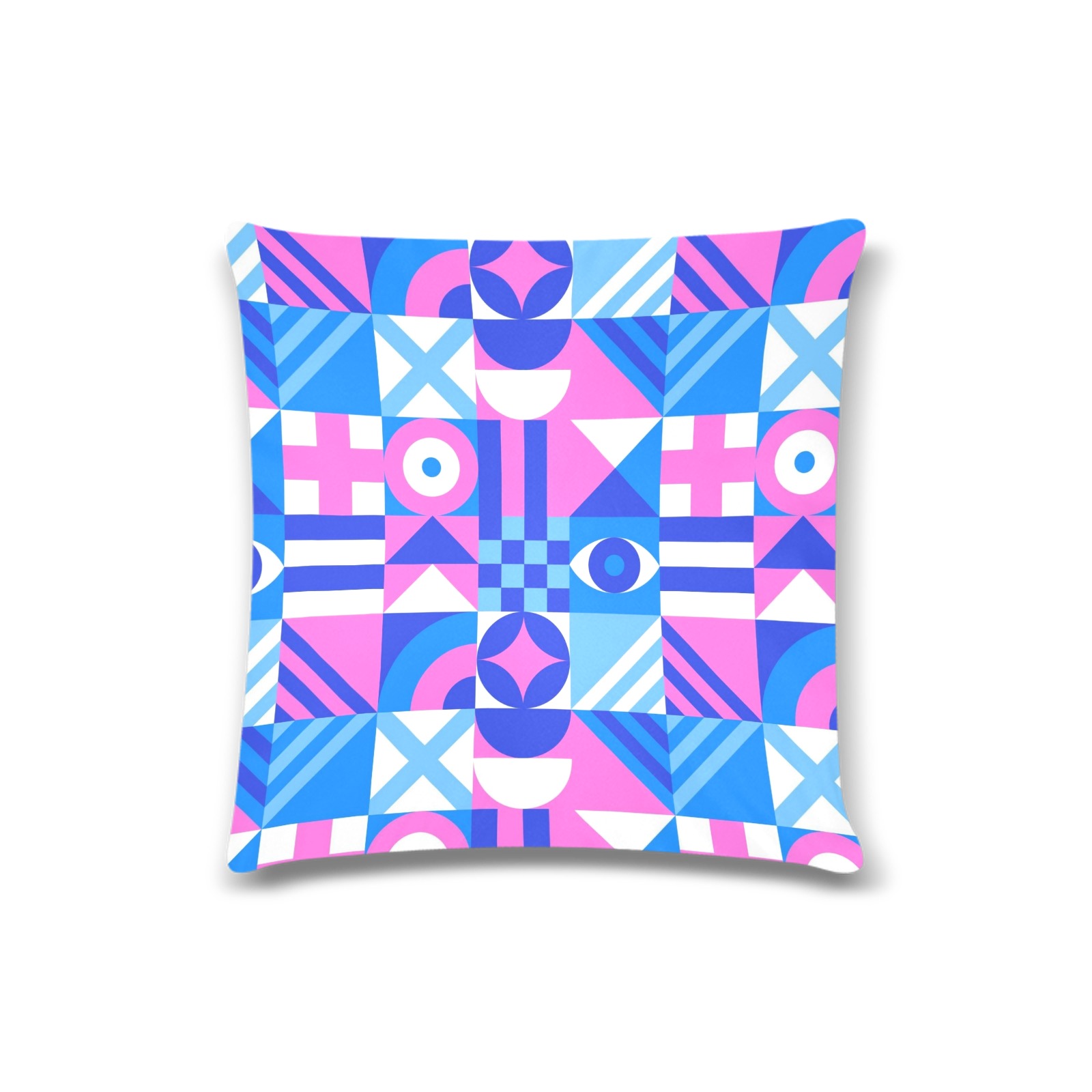 Pink and Blue Geometric Abstract Custom Zippered Pillow Case 16"x16"(Twin Sides)
