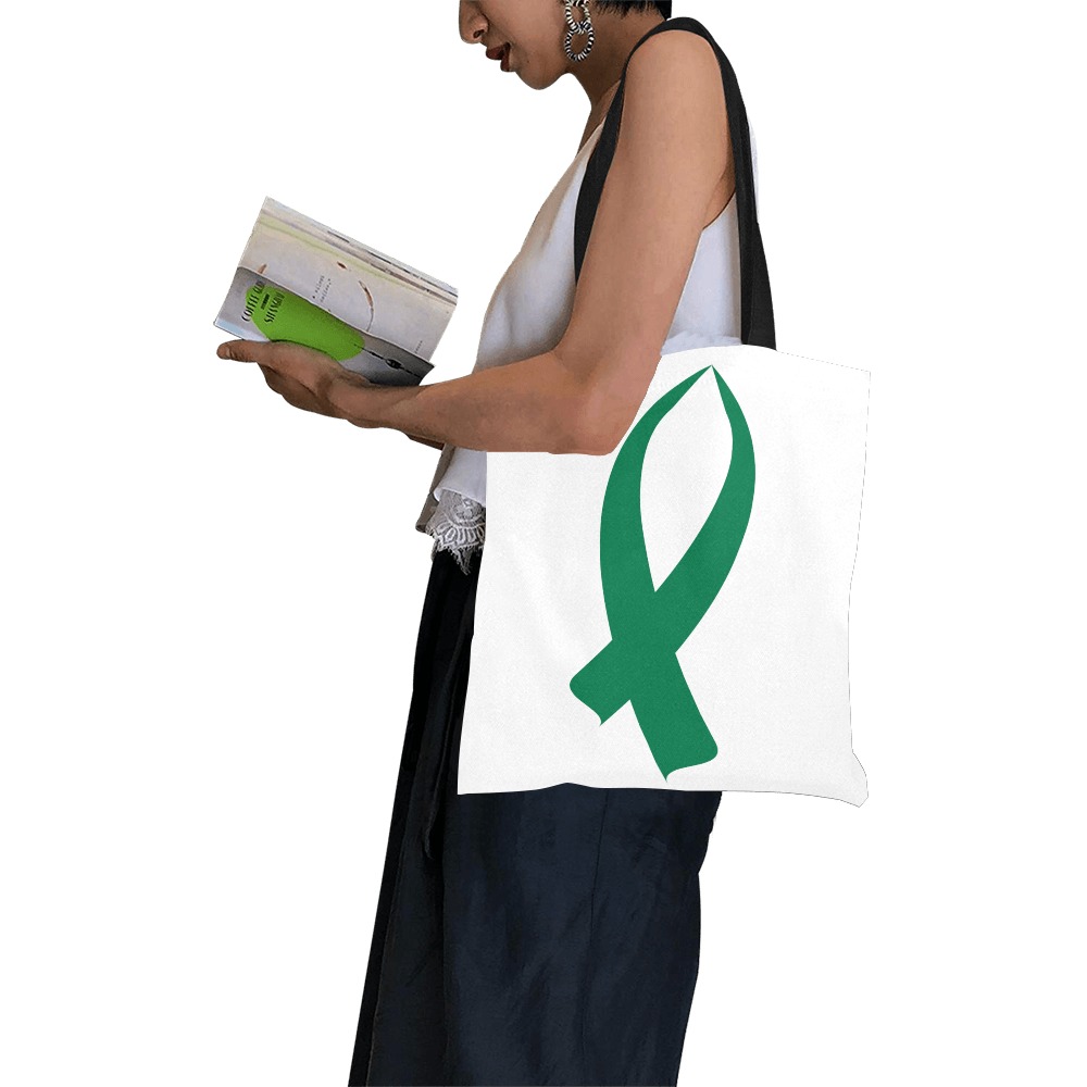 Awareness Ribbon (Green) All Over Print Canvas Tote Bag/Small (Model 1697)