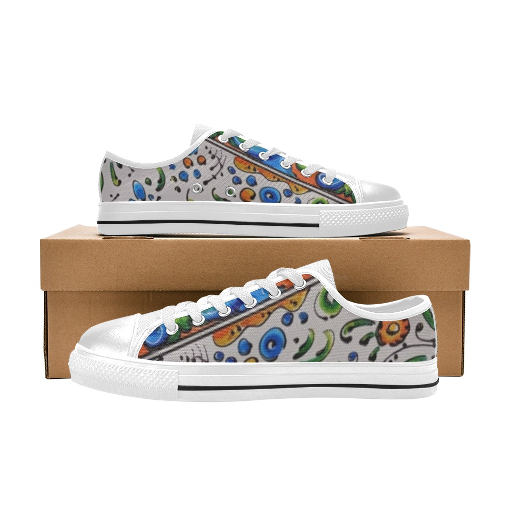 Floral Women's Classic Canvas Shoes (Model 018)