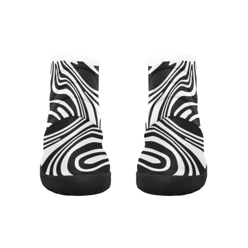 Black and White Marble Women's Cotton-Padded Shoes (Model 19291)
