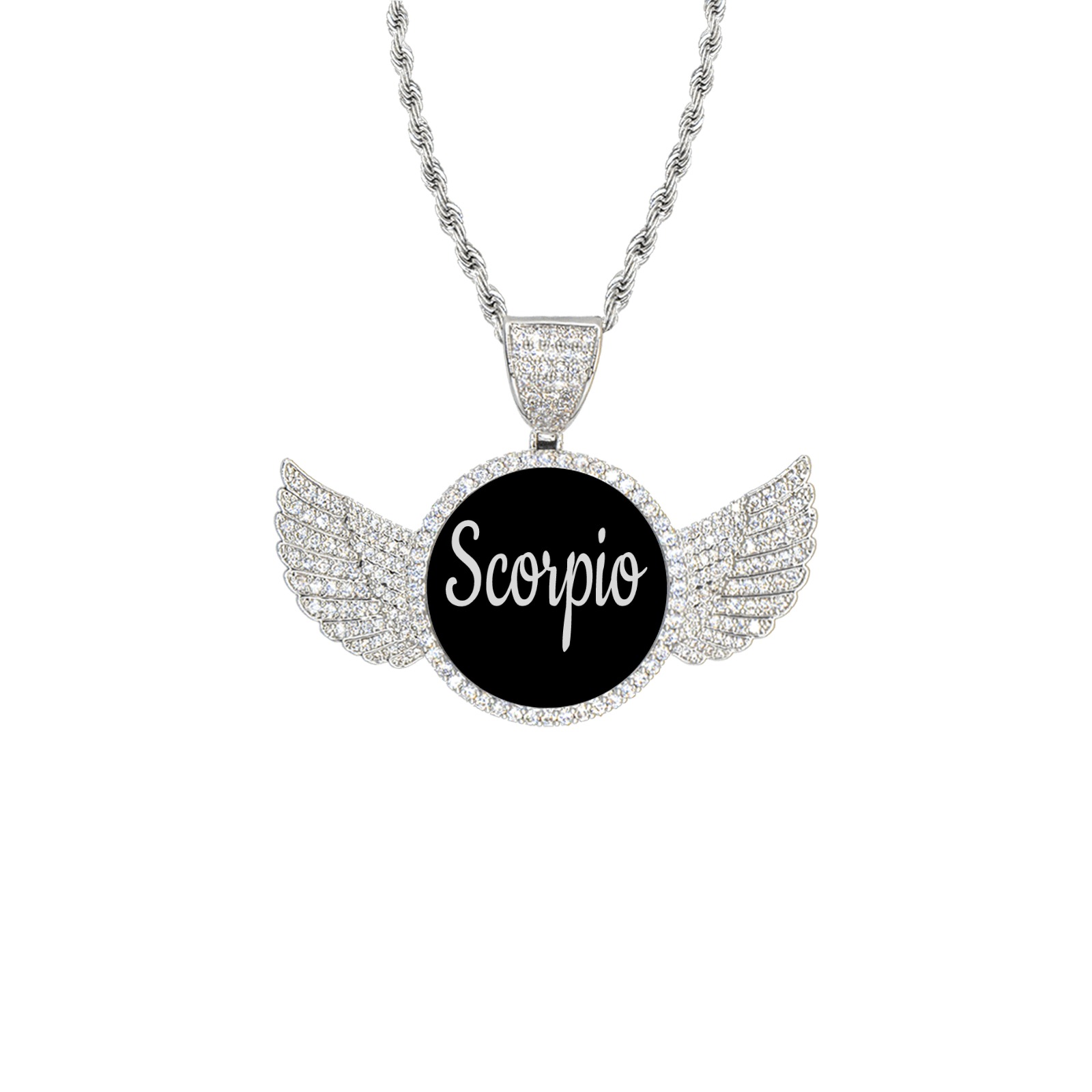 bb h7n78 Wings Silver Photo Pendant with Rope Chain