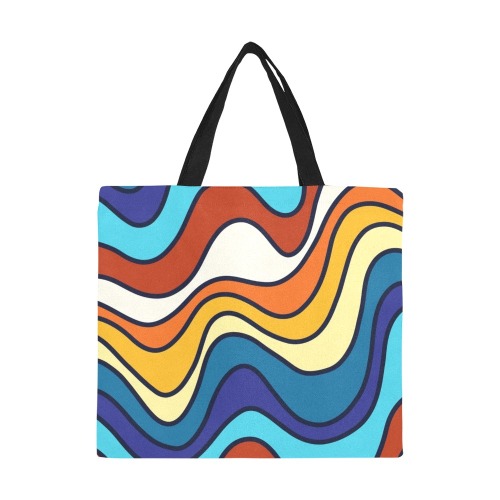 Retro Wavy Lines All Over Print Canvas Tote Bag/Large (Model 1699)