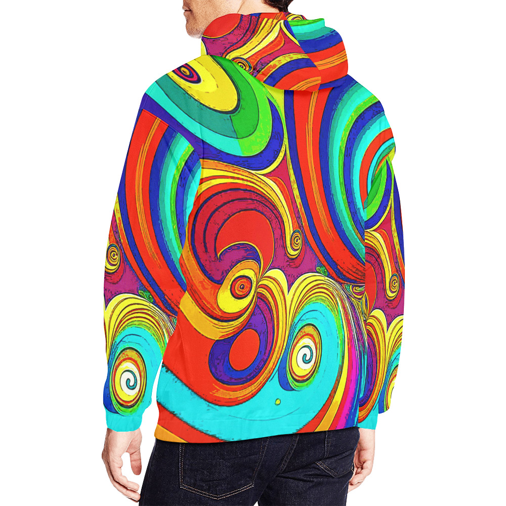 Colorful Groovy Rainbow Swirls All Over Print Hoodie for Men (USA Size) (Model H13)