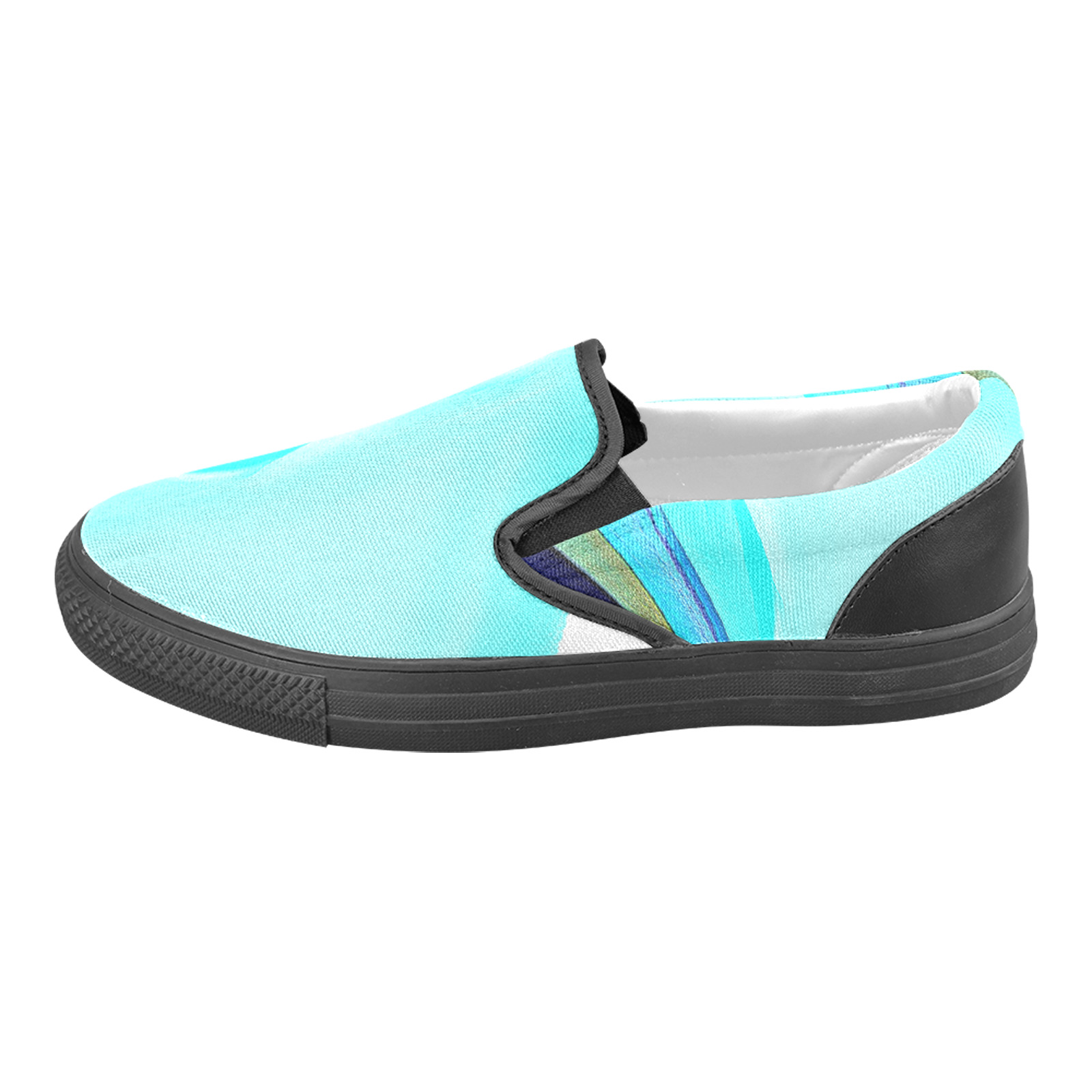 Blue Abstract Art 328 Men's Unusual Slip-on Canvas Shoes (Model 019)