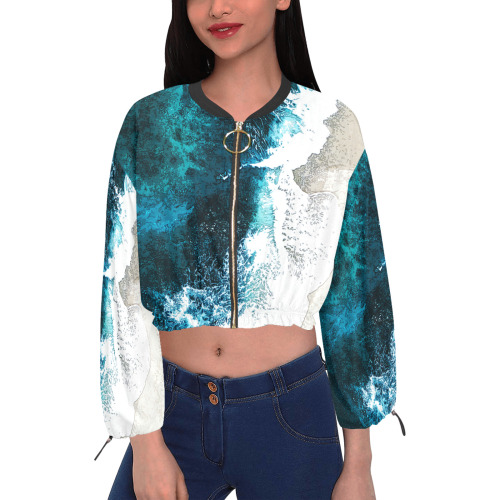 Ocean And Beach Cropped Chiffon Jacket for Women (Model H30)
