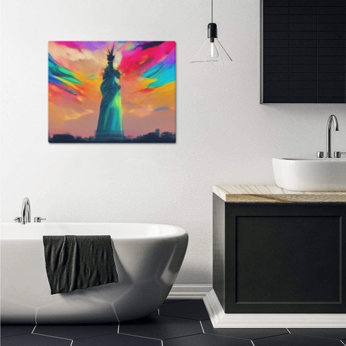 psychedelic statue of liberty 3 Frame Canvas Print 20"x16"