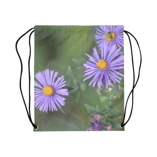 Purple Flowers #2 Large Drawstring Bag Model 1604 (Twin Sides)  16.5"(W) * 19.3"(H)