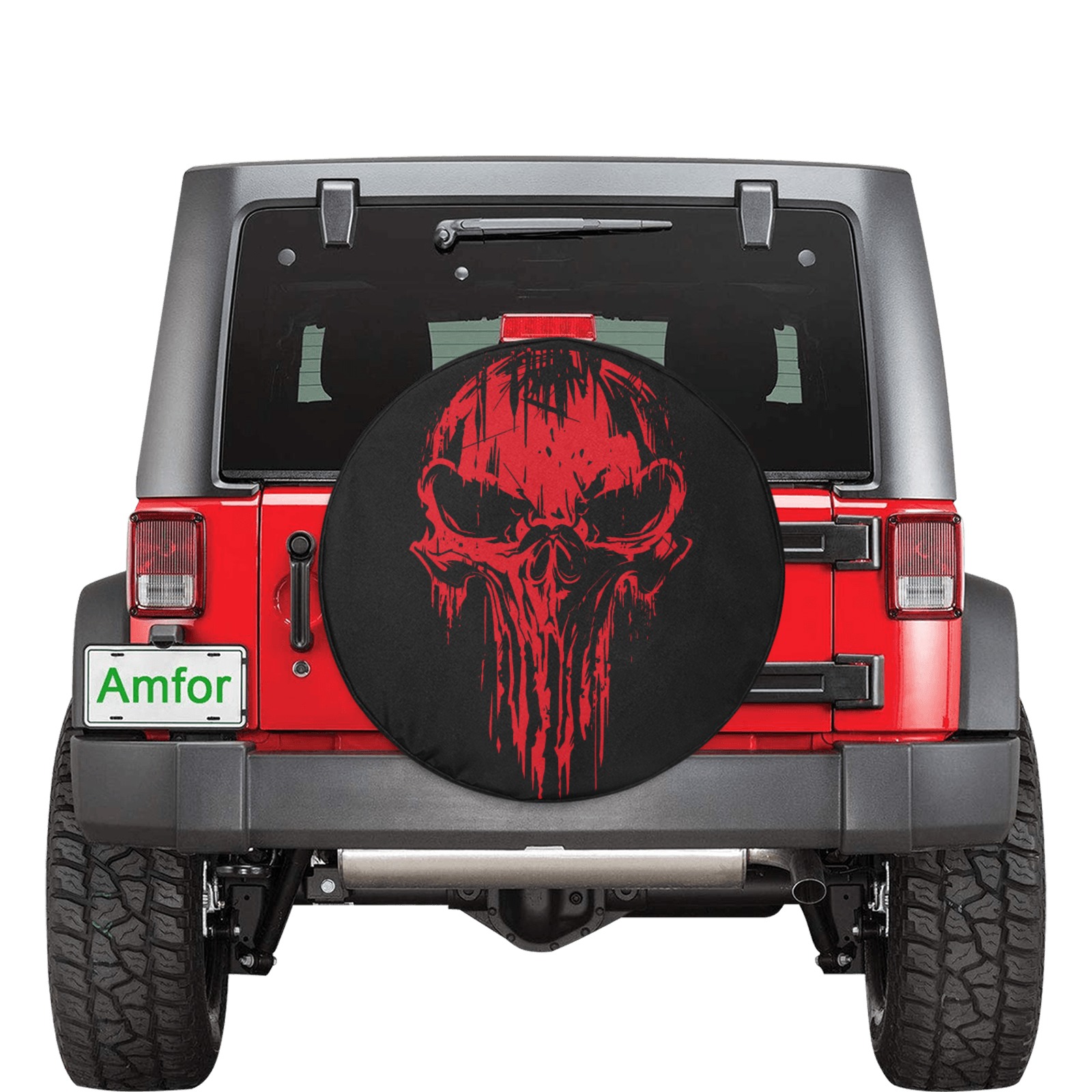 Red Punisher Spare Cover 32 Inch Spare Tire Cover