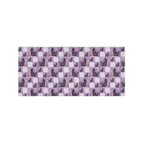 Purple Cosmic Cats Patchwork Pattern Area Rug 7'x3'3''