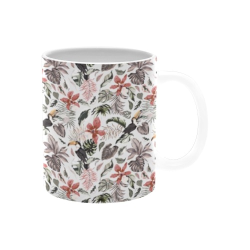 Toucans in the flowered jungle White Mug(11OZ)