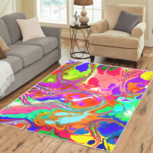 Psychedelic Abstract Marble Artistic Dynamic Paint Art Area Rug7'x5'