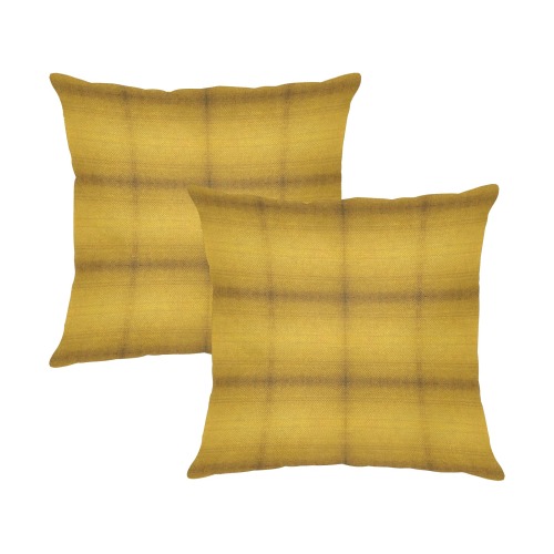 yellow squares Linen Zippered Pillowcase 18"x18"(One Side&Pack of 2)