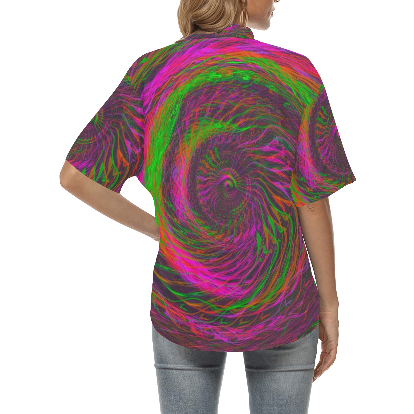 Swirls All Over Print Hawaiian Shirt for Women (Model T58)