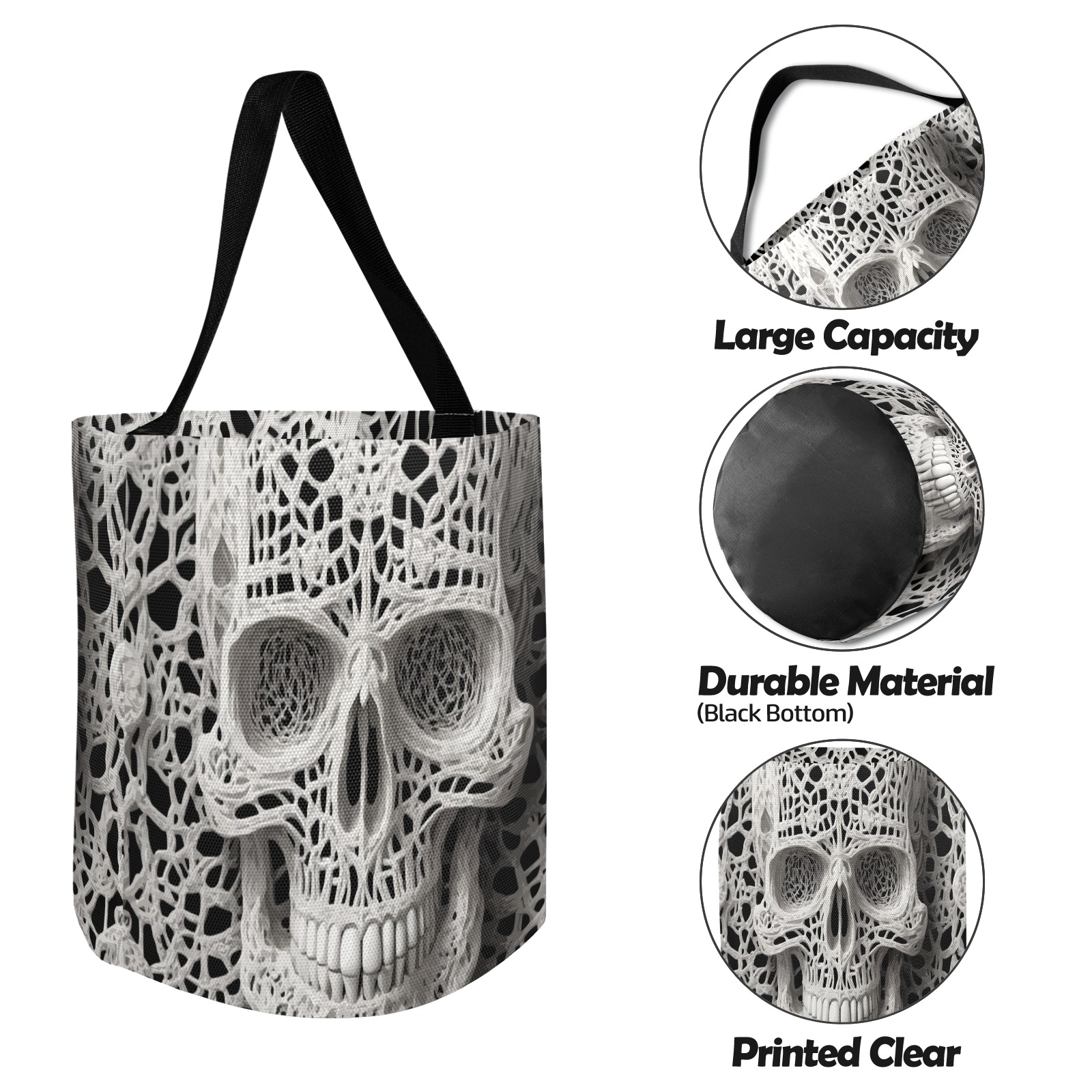 Funny elegant skull made of lace macrame Halloween Candy Bag