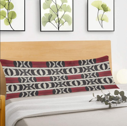 repeating pattern black and white zebra print with red Body Pillow Case 20" x 54" (Two Sides)