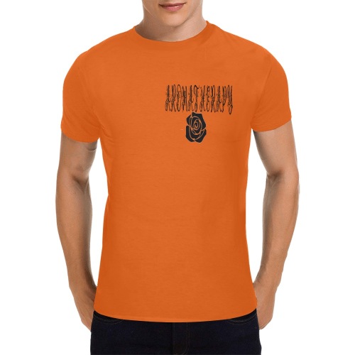 Aromatherapy Apparel Black rose T-Shirt Orange Men's T-Shirt in USA Size (Front Printing Only)