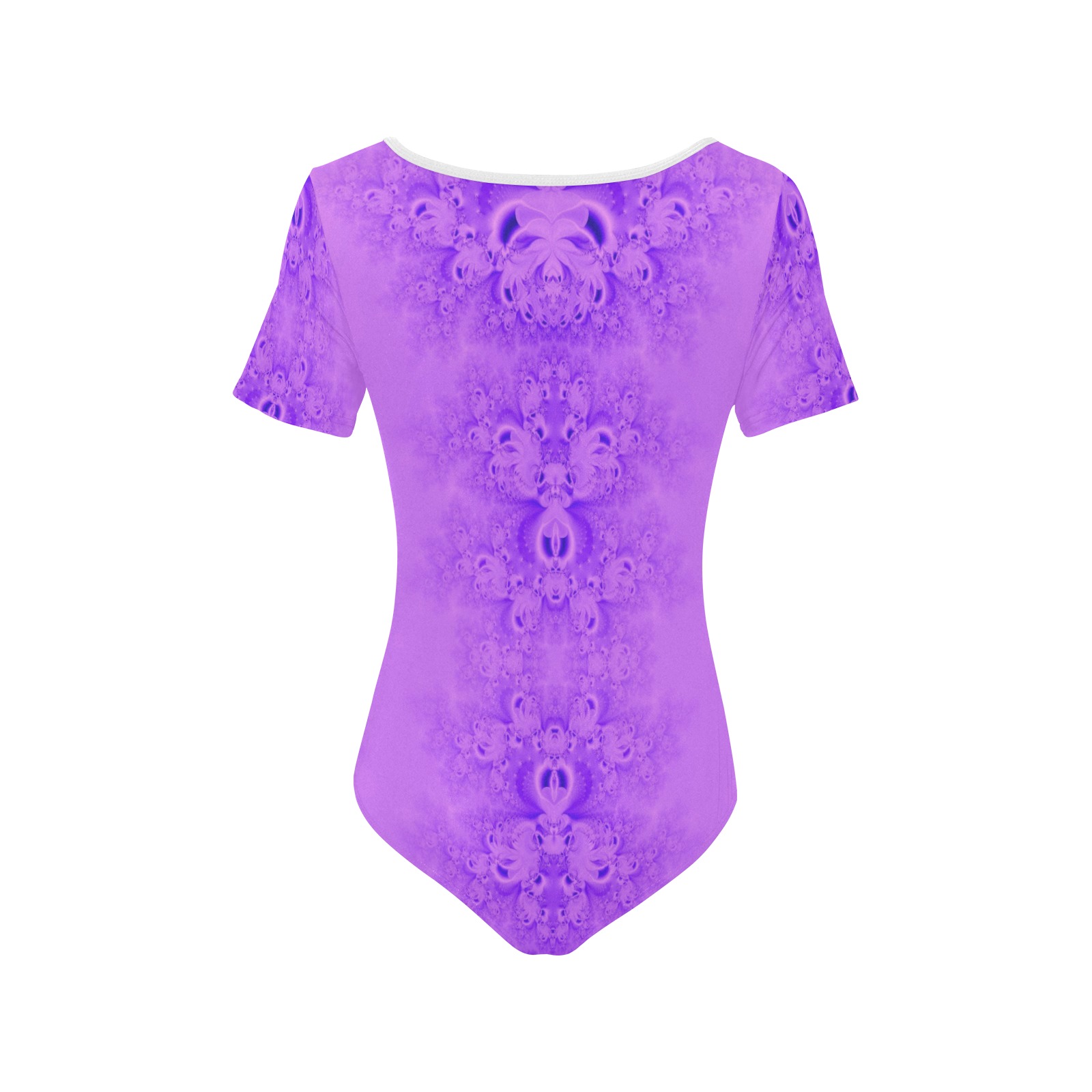 Purple Lilacs Frost Fractal Women's Short Sleeve Bodysuit