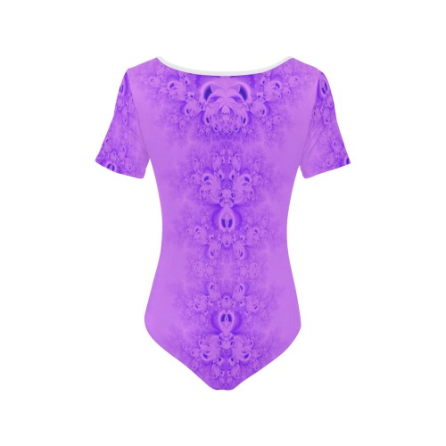 Purple Lilacs Frost Fractal Women's Short Sleeve Bodysuit