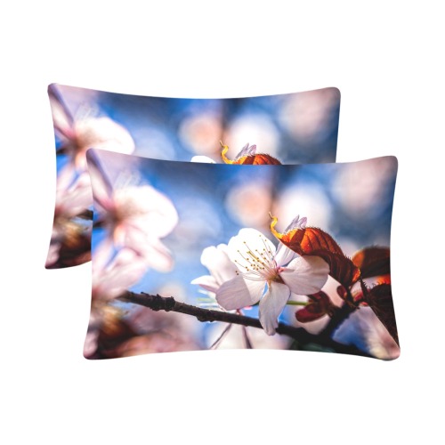 Sunlit sakura cherry flower in the tree shadow. Custom Pillow Case 20"x 30" (One Side) (Set of 2)