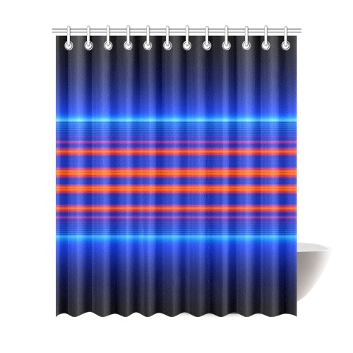 Sculpted Blue Red Stripes Shower Curtain 72"x84"