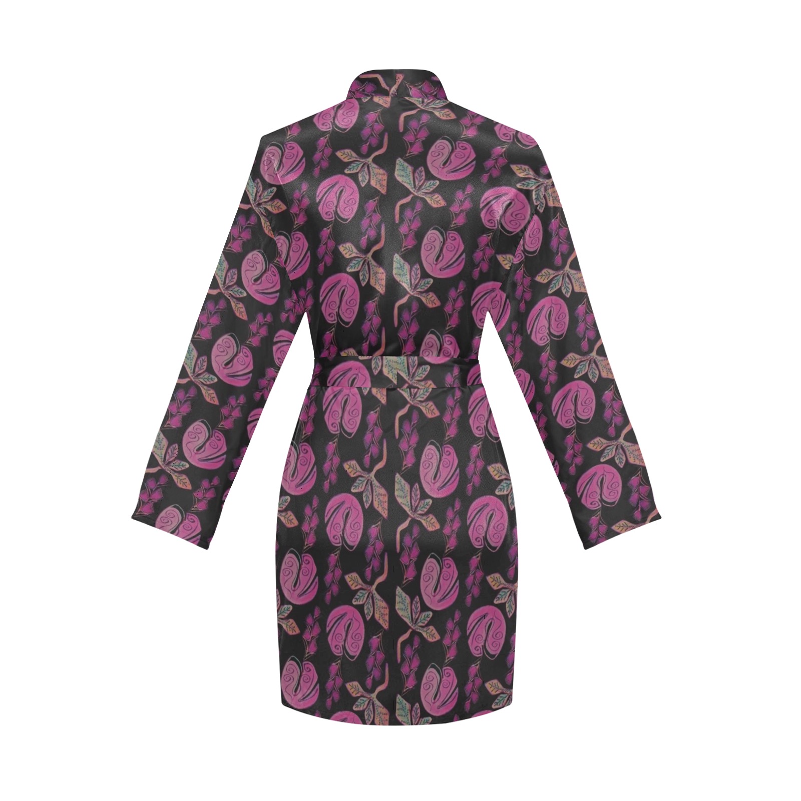 Sweet floral pattern Women's Long Sleeve Belted Night Robe