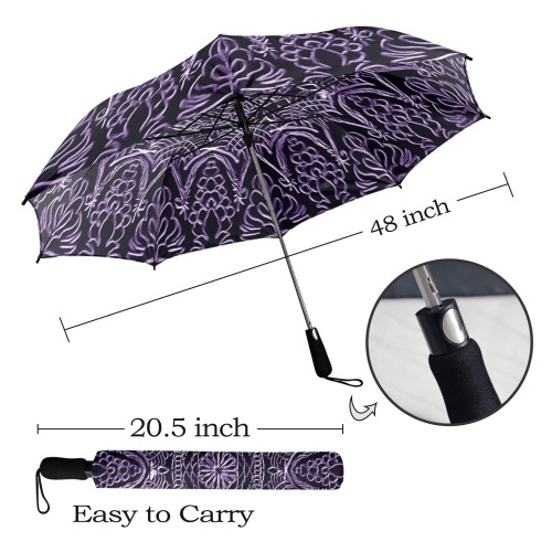 mandala 3D-11 mauve Semi-Automatic Foldable Umbrella (Model U12)