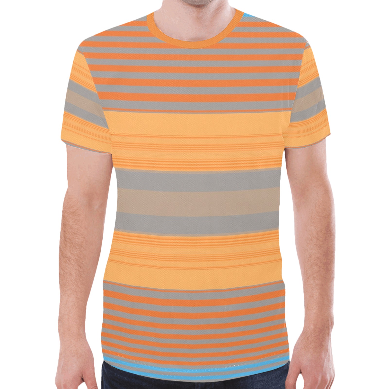 Yellow Orange Blue Stripe Pattern New All Over Print T-shirt for Men (Model T45)