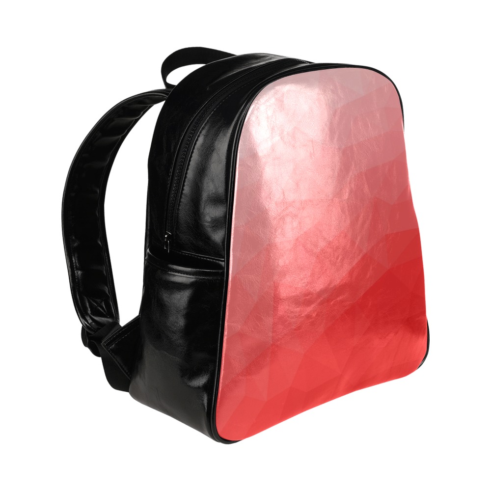 Red gradient geometric mesh pattern Multi-Pockets Backpack (Model 1636)