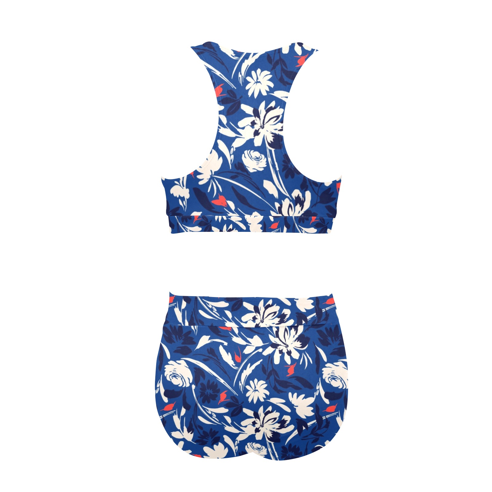 Brushstrokes floral garden BP Crop Top Bikini Set (Model S21)