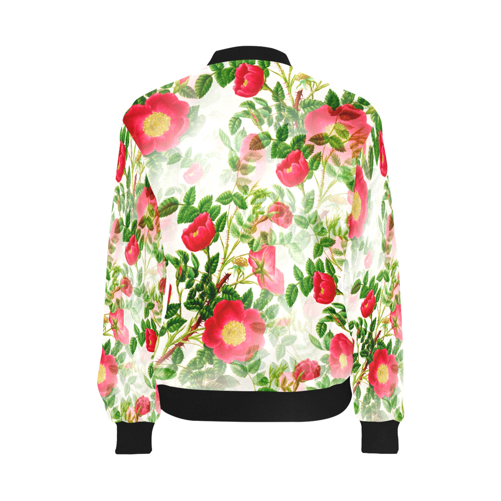 Vintage Red Floral Blossom All Over Print Bomber Jacket for Women (Model H36)