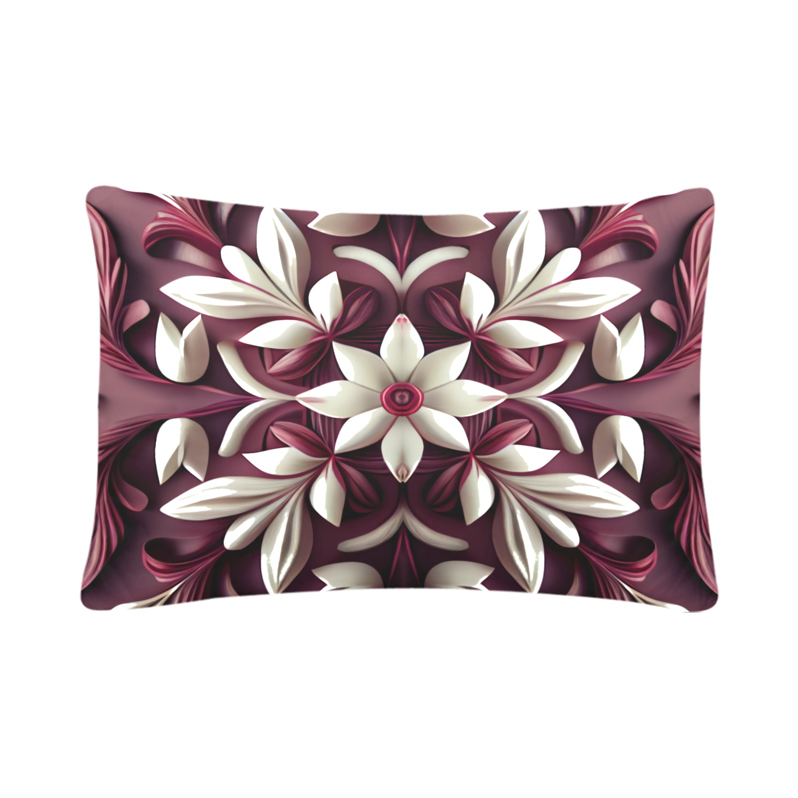 burgundy and white floral pattern Custom Pillow Case 20"x 30" (One Side) (Set of 2)