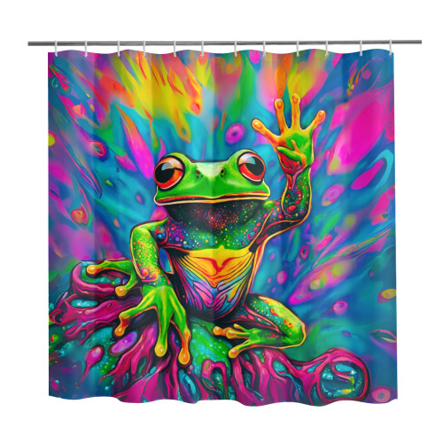 Good Vibes Psychedelic Peace Frog Shower Curtain