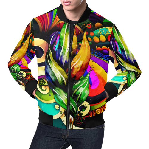 Mardi Gras Colorful New Orleans All Over Print Bomber Jacket for Men (Model H19)