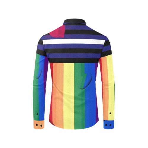Leather Pride Flag Pop Art by Nico Bielow Men's All Over Print Casual Dress Shirt (Model T61)