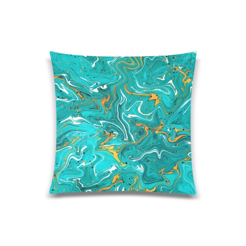 Teal and orange marble pattern Custom Zippered Pillow Case 20"x20"(Twin Sides)