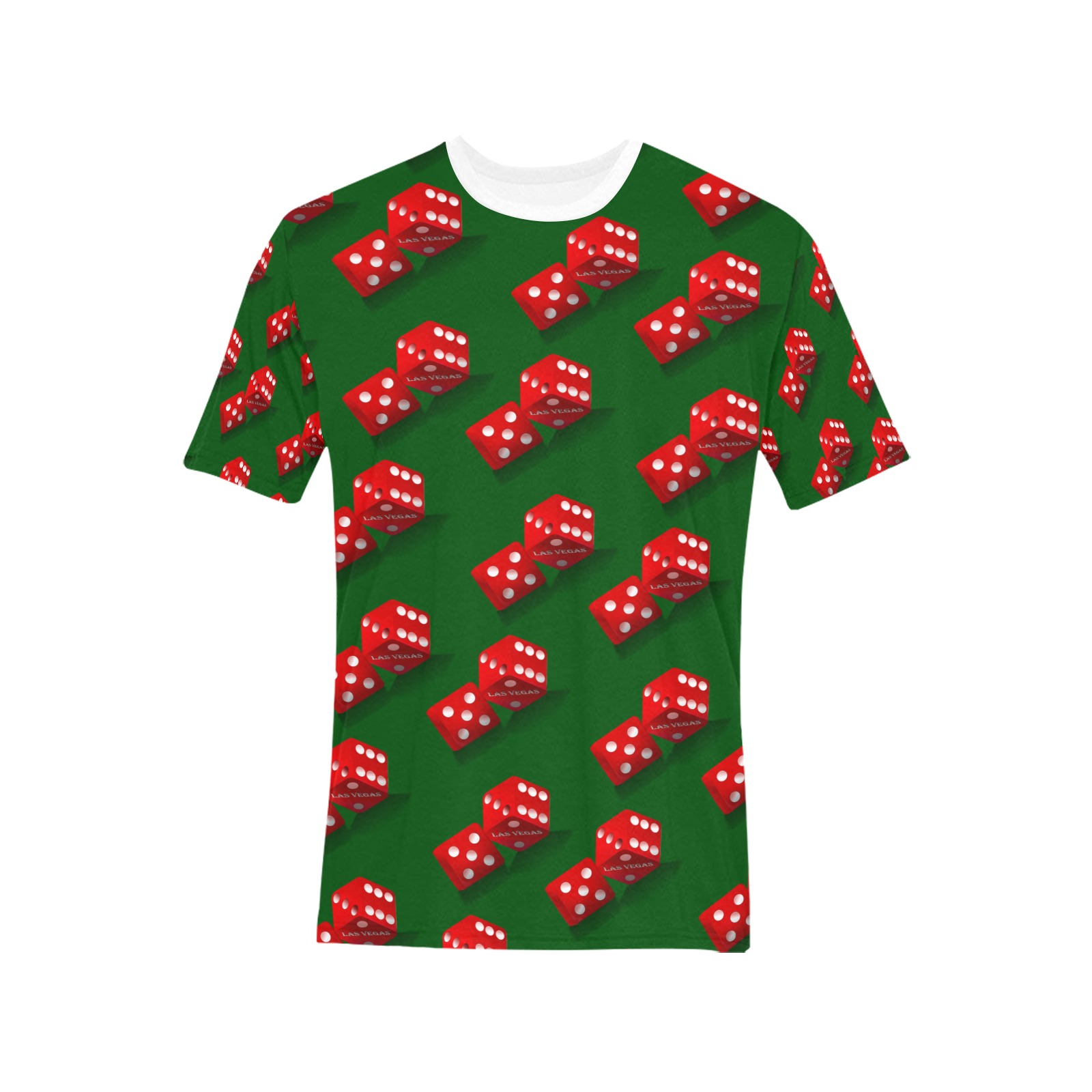 Las Vegas Craps Dice / Green Men's All Over Print T-Shirt (Solid Color Neck) (Model T63)